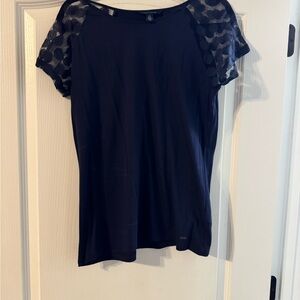 Tommy Hilfiger Elegant navy Top with Sheer Sleeves